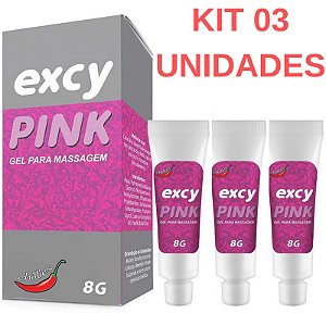 Kit 03 Cremes Excitante Feminino Excy Pink 8gr Chillies - Sexshop