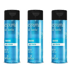 Kit 03 Espuma de Banho Marine Paz Interior 60ml Feitiços - sexshop