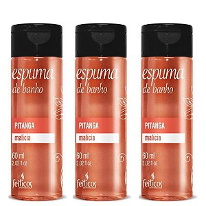 Kit 03 Espuma de Banho Pitanga Malícia 60ml Feitiços - Sexshop