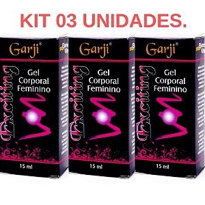 Kit 03 Exciting Excitante feminino Elétrico 15ml Garji - Sexshop