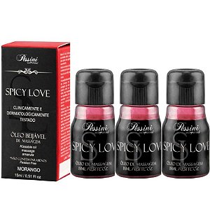 Kit 03 Gel Corporal de Morango Spicy Love Pessini 15ml - Sexshop