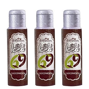 Kit 03 Gel Gelado Aromatizante Sabor Chocomenta 35ml HotFlowers - Sexshop