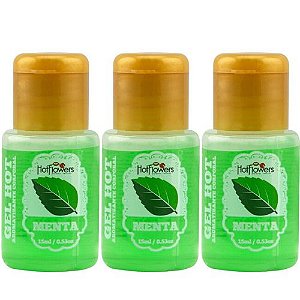 Kit 03 Gel Quente Aromatizante Menta 15ml Hot Flowers - Sex shop