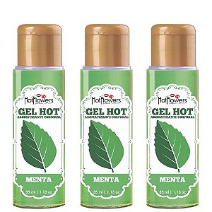 Kit 03 Gel Quente Aromatizante Menta 35ml Hot Flowers - Sexshop