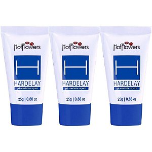 Kit 03 Retardador Masculino Hardelay Bisnaga Azul 25gr Hot Flowers - Sexshop