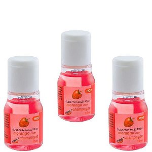 Kit 03 Unidades Gel Comestível Hot Morango com Champanhe 15ml Chillies - Sex shop