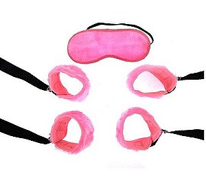 Kit de Algemas Para Bondage Feito de Pelúcia Rosa Ktoy