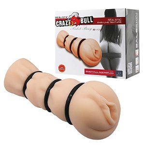 Masturbador Formato Vagina com Túnel Texturizado e 3 Anéis - CRAZY BULL POCKET PUSSY - Sexshop