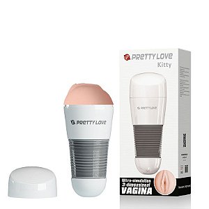 Masturbador Vagina Lanterna em Cyberskin - Pretty Love Kitty - Sexshop