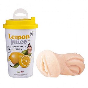 Masturbador vagina virgem com nódulos internos e embalagem copo de bebida - FANTASY CAFE LEMON JUICE - NANMA - Sexshop