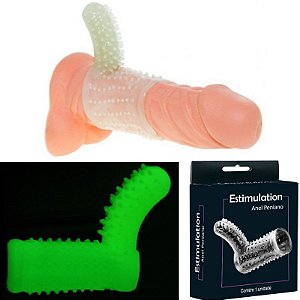 Meia capa peniana com estimulador clitoriano Fosforecente - Sexshop