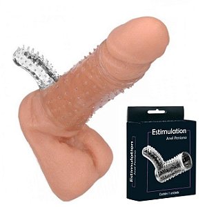 Meia capa peniana com estimulador clitoriano Transparente - Sexshop