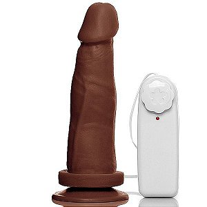 Pênis Com Vibrador 8 com Ventosa Marrom - Sexshop