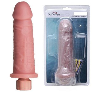 Pênis com Vibrador e controle interno 17x5cm Hot Flowers - Sex shop