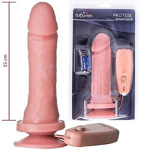 Pênis com Vibrador e Ventosa 16x5,5cm Hot Flowers - Sex shop