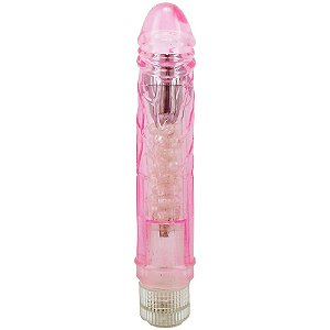Pênis com Vibrador Garanhão em Jelly Cristalino - Sex shop
