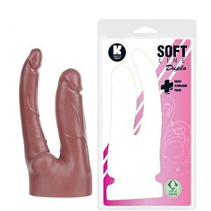 Pênis Dupla penetração 17cm Cor Chocolate - Sex shop