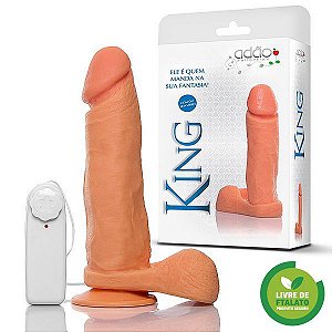Pênis King 8 - Pênis com Escroto, Ventosa e Vibrador - Sexshop