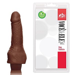 Pênis moreno com Massageador e Vibrador Marrom - Sexshop