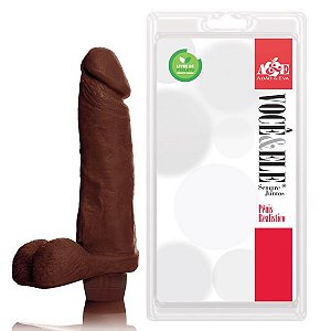 Pênis Marrom 20cm com Escroto e Vibrador