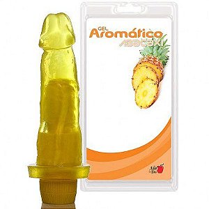Pênis Prótese Gel Aroma Abacaxi - 16x4 cm com vibrador - Sexshop