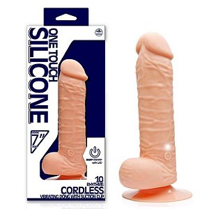 Pênis real com ventosa 16cm glande avantajada e 10 velocidades - ONE TOUCH SILICONE - NANMA - Sexshop