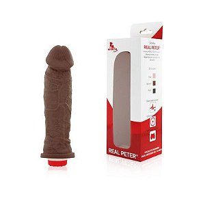 Pênis Real Peter Charmoso com Vibrador Marrom 20x4,5cm - Sexshop