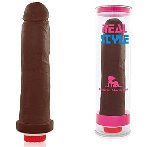 Pênis Real Peter Taurus com Vibrador Style Marrom 19x4,5cm - Sexshop