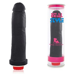 Pênis Real Peter Taurus com Vibrador Style Preto 19x4,5cm - Sex shop