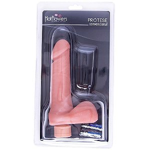 Pênis Realista com Vibrador interno 17x4cm Hot Flowers - Sex shop