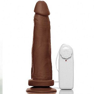 Pênis Realístico 10 com Ventosa e Vibrador Marrom - Sexshop