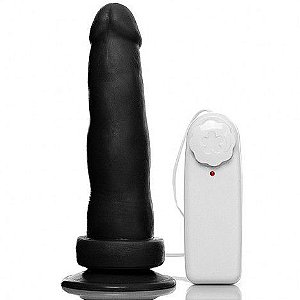 Pênis Realístico 6 com Ventosa e Vibrador Modelo B Preto - Sexshop