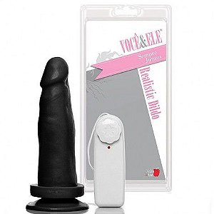 Pênis Realistico 6 com Ventosa e Vibrador Preto - Sexshop