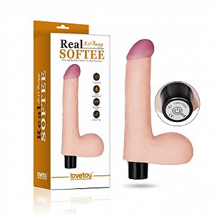 Pênis realístico com escroto e 10 vibrações impulse - REAL SOFTEE - Sexshop