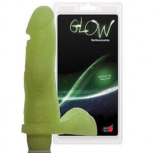 Pênis Realistico com escroto e vibrador 8 - 20x4,5 cm - Fosforescente - Sexshop