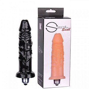 Pênis Realístico com vibrador 12x3cm Preto - Sexshop