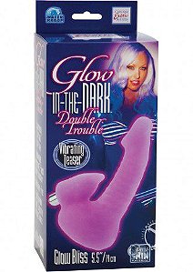 Pênis realístico fosforescente com cápsula vibratória - GLOW IN THE DARK DOUBLE TROUBLE - CALIFORNIA EXOTIC - Sexshop