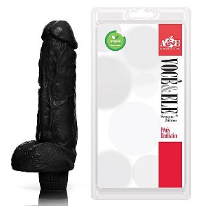 Pênis Realistico Kong com Vibrador Preto e grosso - Sexshop