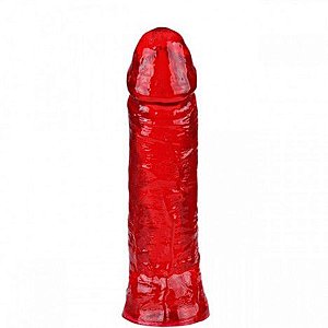 Pênis Realístico Macio Vermelho 19,5x4cm - Sexshop
