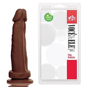 Pênis Realístico Prótese 8 com Ventosa Marrom - Sexshop