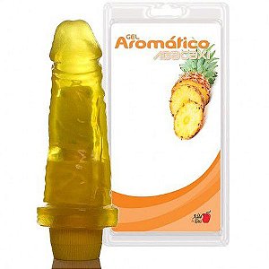 Pênis Realístico Prótese Gel Aroma Abacaxi - 14,5x4 cm com vibrador - Sexshop