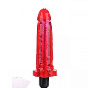 Pênis Realístico translucido com Vibrador vermelho 15x3,3 - Sexshop