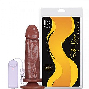 Pênis Realístico Vibrador e Ventosa 19x5 Marrom - Sexyshop