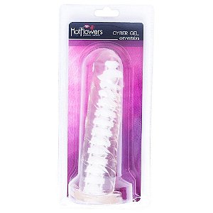 Pênis Translucido em Cyber Gel Vertebrado 18x4cm Hot Flowers - Sex shop