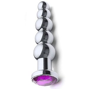 Plug Anal de Aço Escalonado com Brilhante - 14 x 3 cm - Sexshop