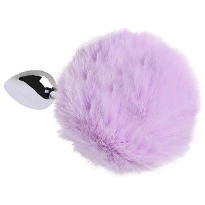 Plug Anal em Aço Pompom de Coelho - Rosa - Sexshop