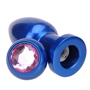 Plug Anal HARD com Vibrador em metal Azul - Sexshop