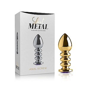 Plug Anal Pedra Anelado Lust Metal - Plug Anal Screw Gold - Sexshop