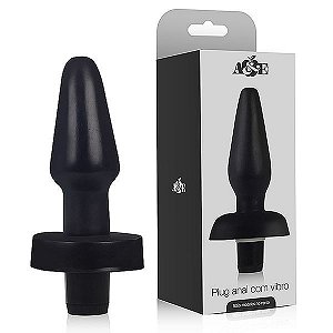 Plug Cônico 2 - 12 x 4,5 cm na cor preto - com vibrador - Sexshop