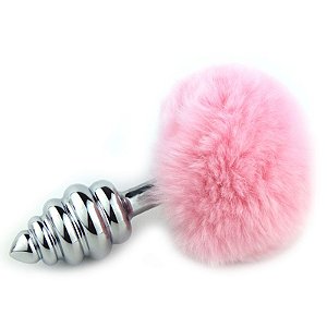 Plug Escalonado em Metal 8 cm com Pompom - Sexshop